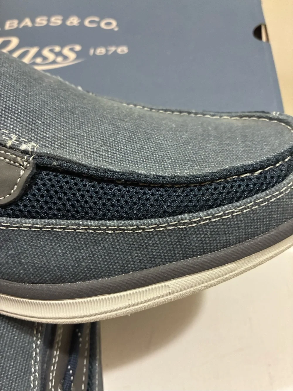 Bass Men's Navy Canvas Slip-On Boat Shoes